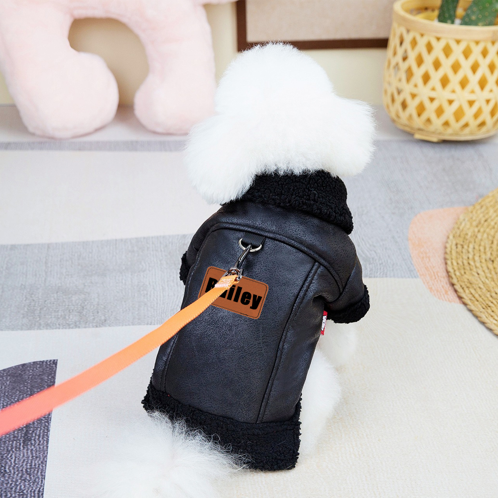 Personalized Leather Patch Pets Sherpa Jacket | BKPet130