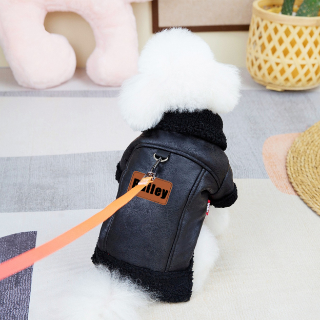 Personalized Leather Patch Pets Sherpa Jacket | BKPet130