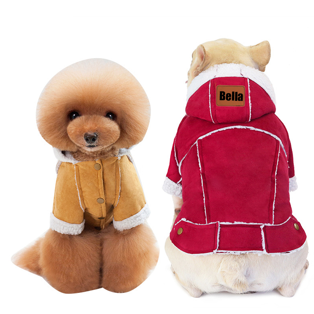 Personalized Leather Patch Pets Sherpa Jacket | BKPet132
