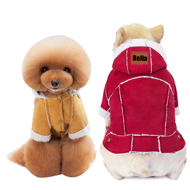 Personalized Leather Patch Pets Sherpa Jacket | BKPet132