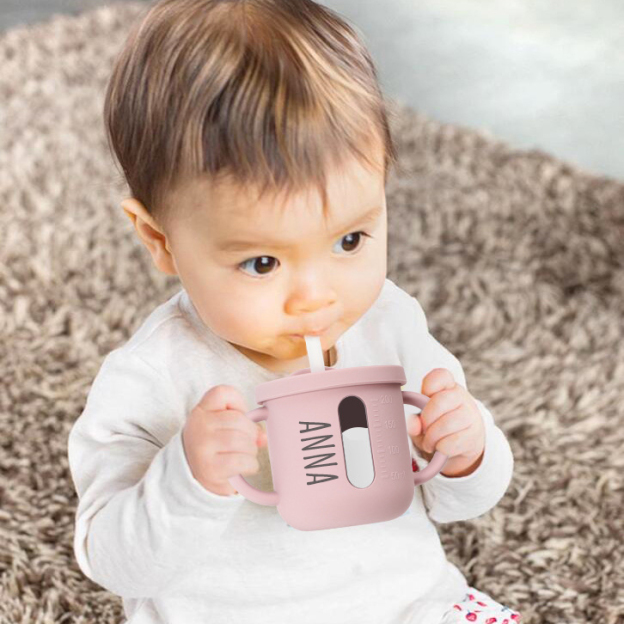 Personalised Baby Food Grade Straw & Snack Silicone Cup | CWBaby117