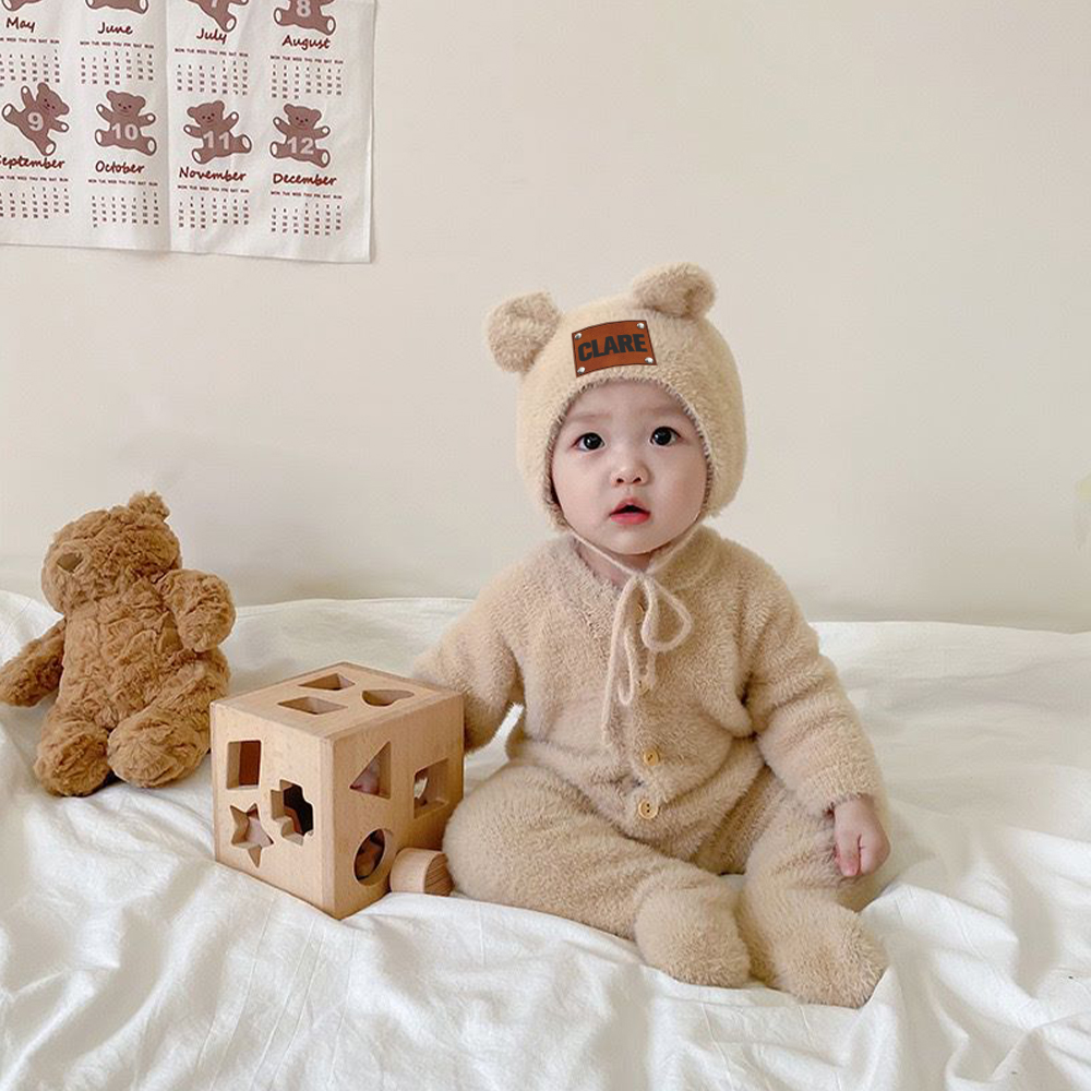 Personalized Baby Mink Cashmere Jumpsuit With Hat | CWBaby116