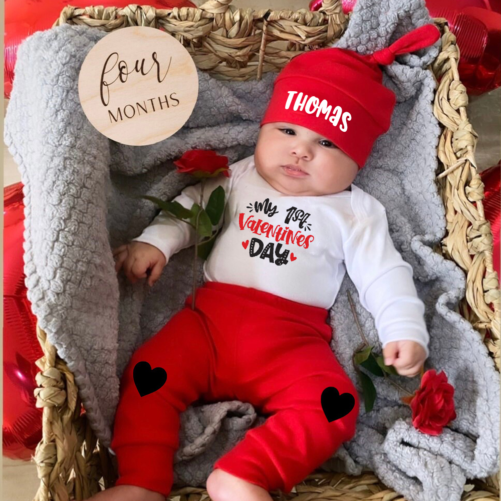 Personalized Baby 1st Valentines Day Outfit Set | CWBaby126