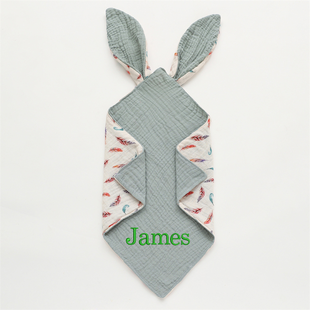 Personalized Baby Embroidery Comforter Bunny Sleep Towel | CWBaby126