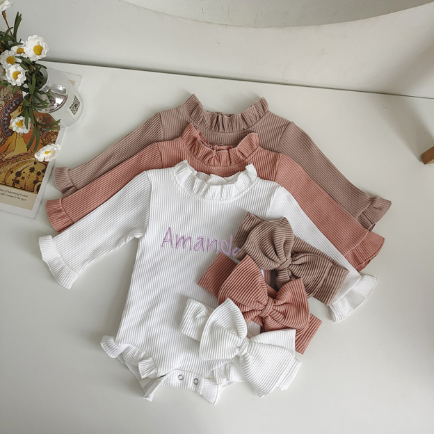 Personalized Embroider Ruffle Romper and Bow Set | CWBaby132