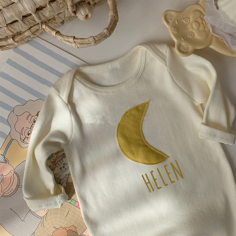 Personalized Kids Cozy Moon Sweatshirt Romper | inRomper10