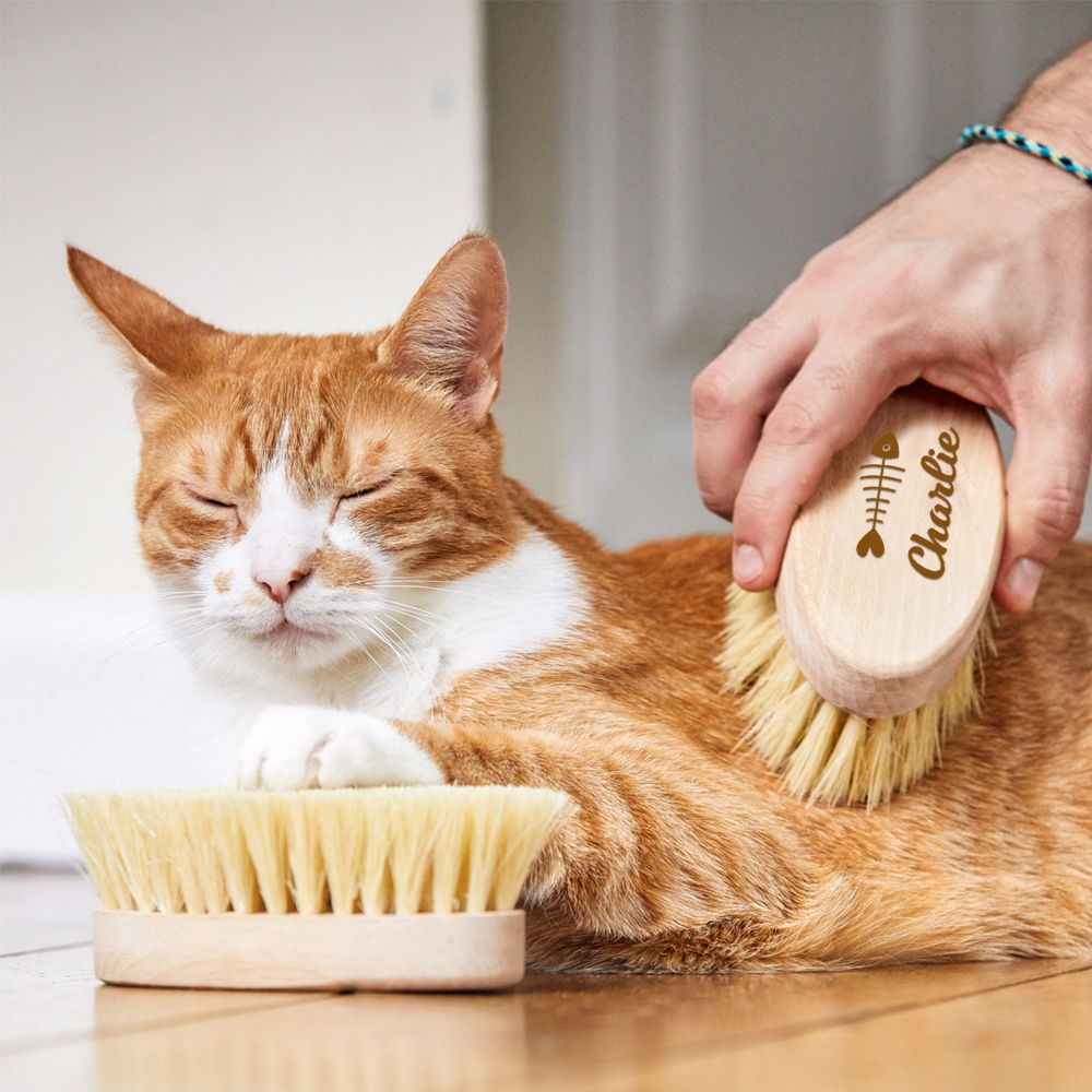 Personalized Pet Natural Beech Wooden Cut Brush | BKPet141