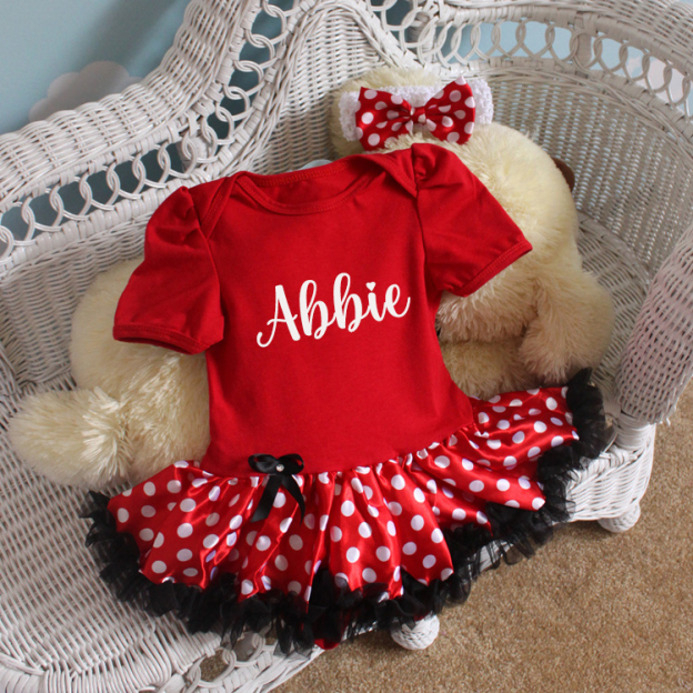 Personalized Baby Cotton Soft TuTu Romper With Headband | CWBaby135