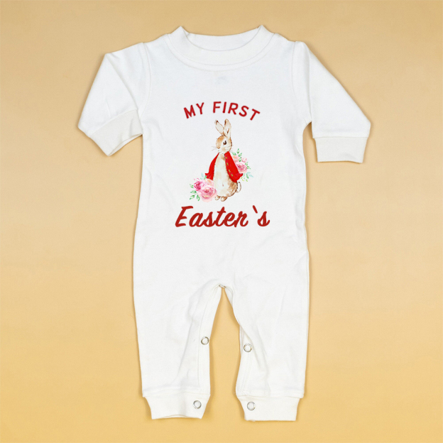 Personalized Baby First Easter Ropmer and Hat Set | CWBaby139