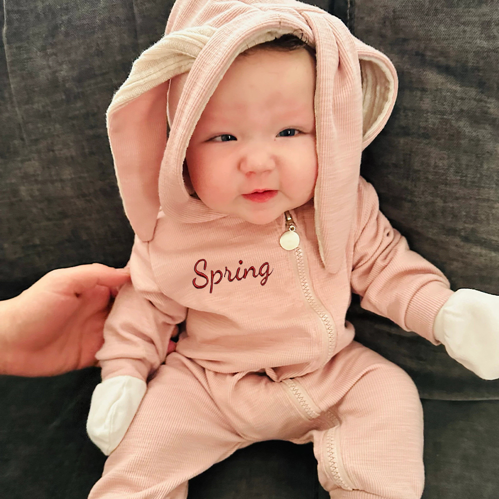 Personalized Easter Baby Bunny Ears Romper | CWbaby4001