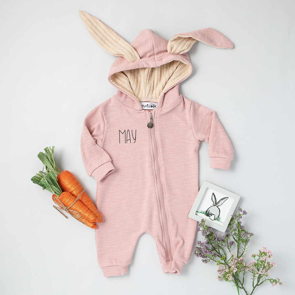 Personalized Easter Baby Bunny Ears Romper | CWbaby4001