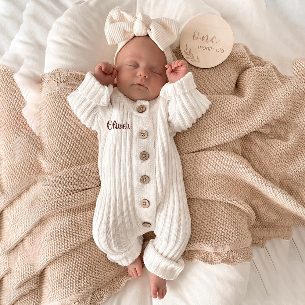 Personalised Baby Milk Ribbed Knit Bodysuit | CWBaby148