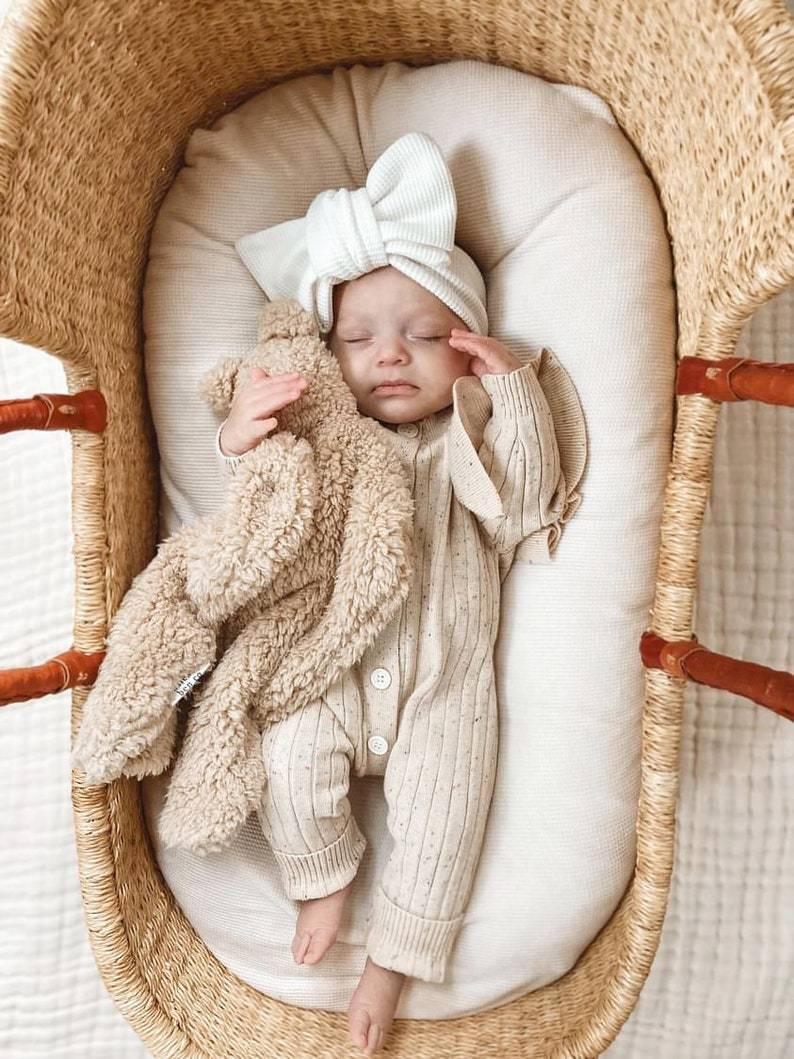 Personalised Embroidery Baby Ruffle Knit Romper | CWBaby149
