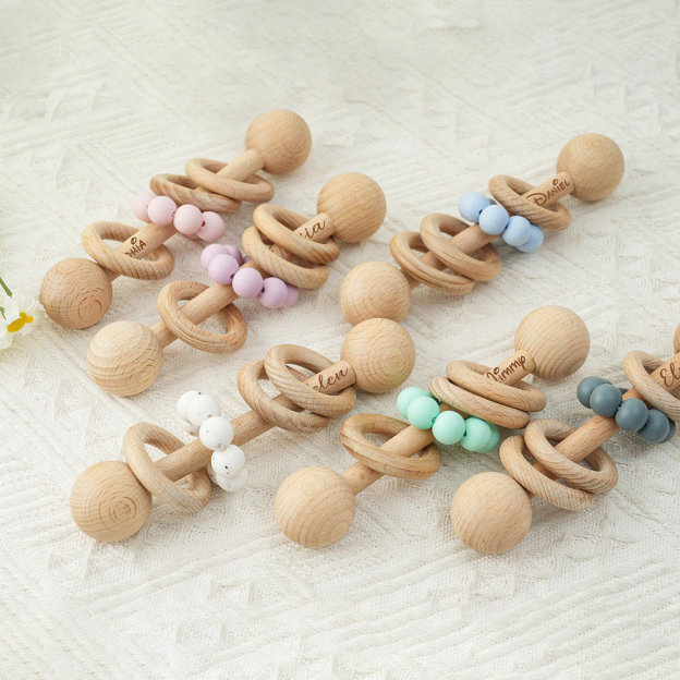 Personalized Cute Baby Wooden Rattle | CWBaby152