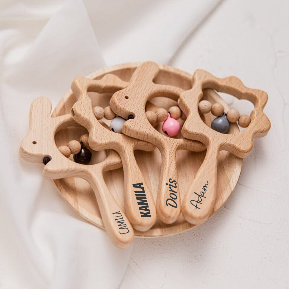 Personalized Baby Wooden Lovely Shape Rattle | CWBaby153