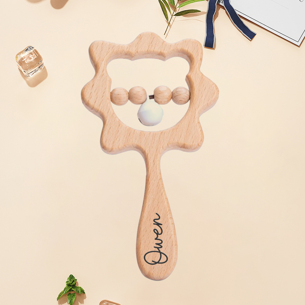 Personalized Baby Wooden Lovely Shape Rattle | CWBaby153