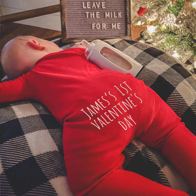 Personalized Baby First Valentine Cozy Soft Long Sleeve Romper | MCGift9001