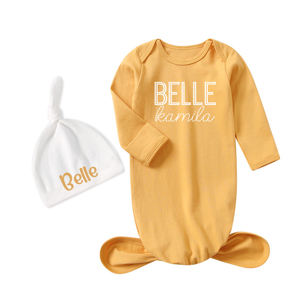 Personalized Cozy Newborn Bamboo Knotted Gown | CWbaby174