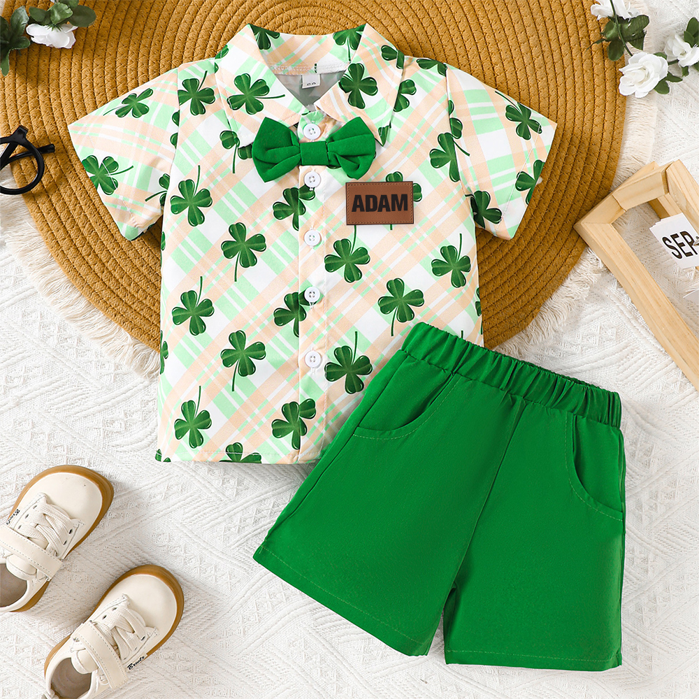 Personalized Baby Boy St. Patrick's Day Clover Shirt Outfit Set | CWBaby175