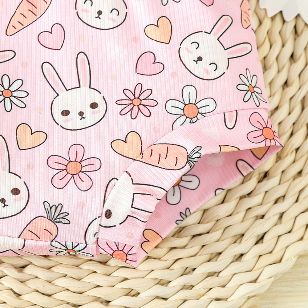Personalised Baby Girls Easter Bunny Print Outfit Set | CWBaby186