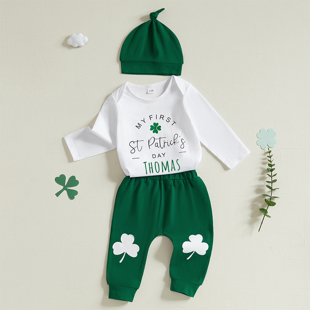 Personalized Baby St. Patrick's Day 3pcs Outfit Set | CWBaby193
