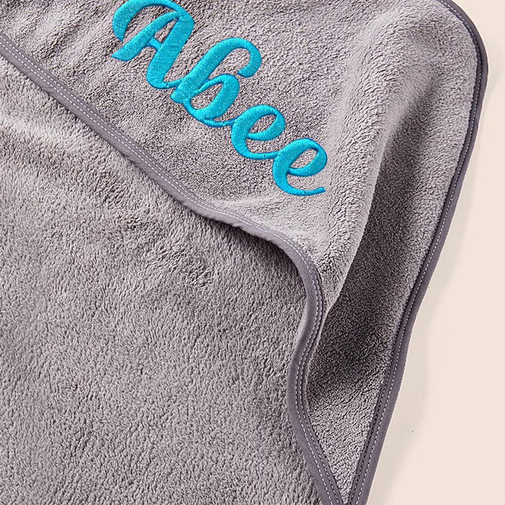 Personalized Embroidery Kid Lovely Coral Velvet Hooded Towel | CWBaby197