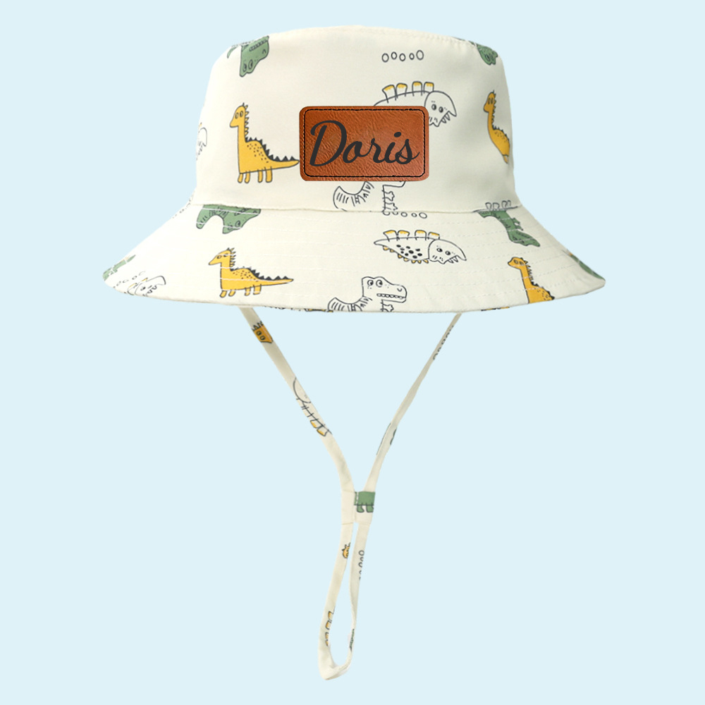 Personalized Leather Patch Dinosaur Bucket Hat for Comfort & Unique | CWBeach169