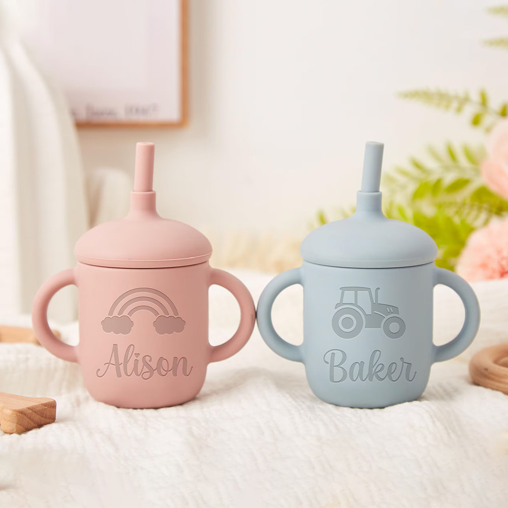 Personalised Baby Food Grade Sippy Silicone Cup | CWBaby5401