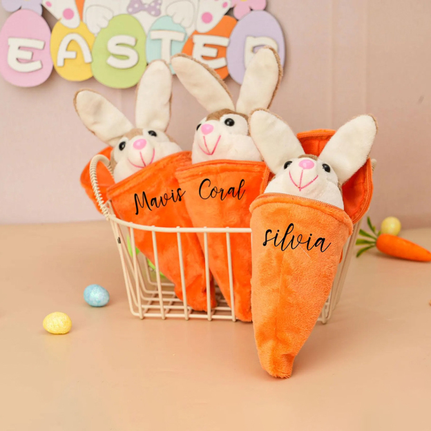 Personalized Easter Plush Carrot Keychain with Bunny | CWEaster52