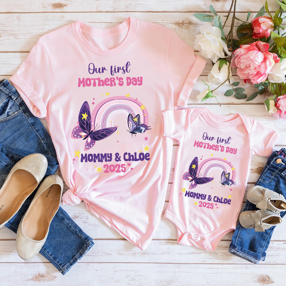 Personalized First Mother's Day Mommy and Baby Outfit | CWFamily38