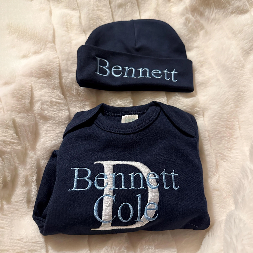 Personalized Embroidery Baby Coming Home Romper and Hat Set | CWBaby202