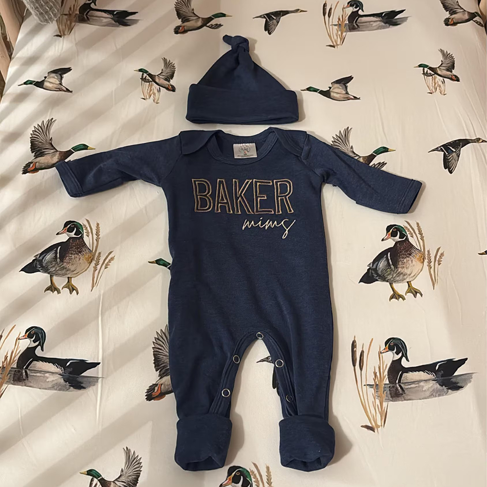 Personalized Embroidery Baby Coming Home Romper and Hat Set | CWBaby203