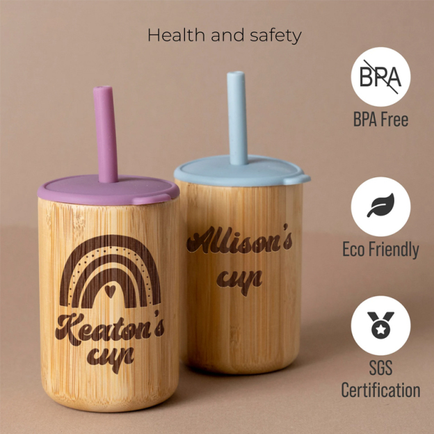 Personalized 5oz Eco-friendly Bamboo & Silicone Non-spill Cup | YouBottle57