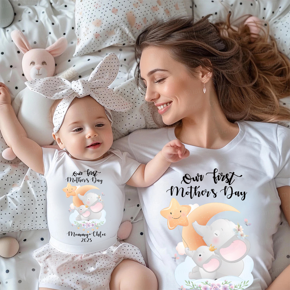 Personalized First Mother's Day Mommy and Baby Outfit | CWFamily41