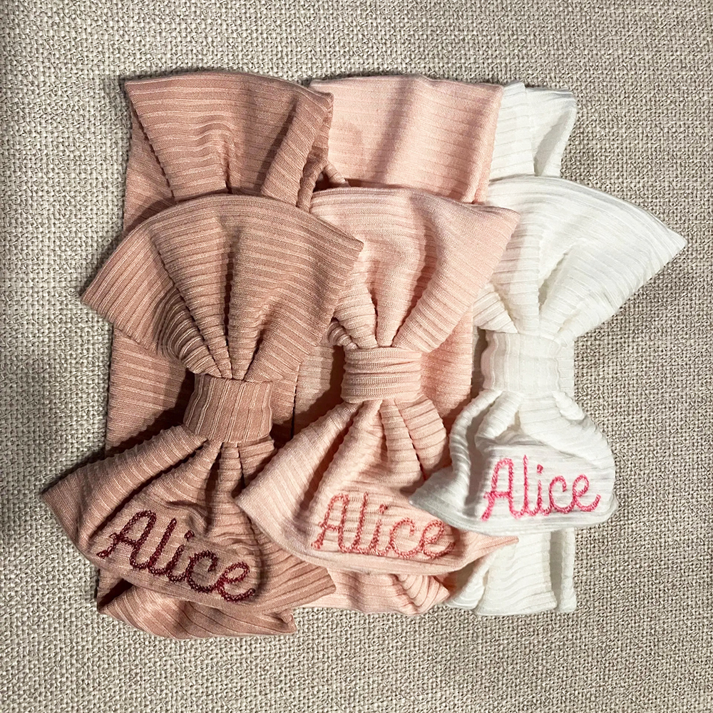 Personalized Embroidery Baby Girl Stretchy Bow Headband | CWBaby208