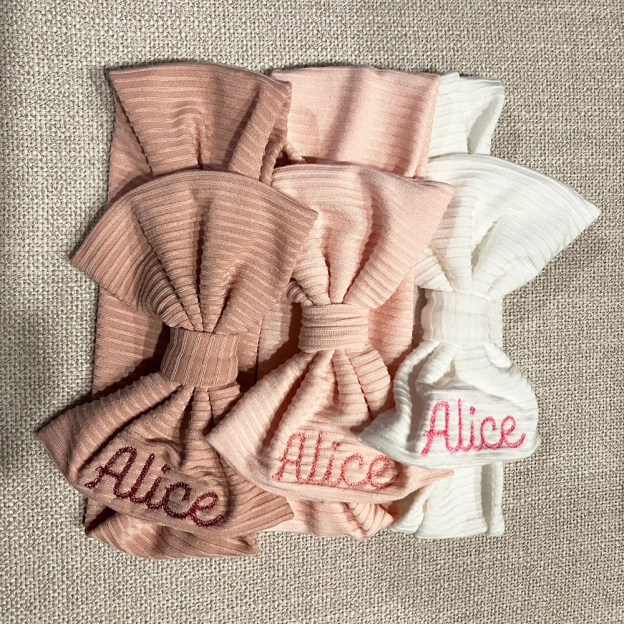 Personalized Embroidery Baby Girl Stretchy Bow Headband | CWBaby208