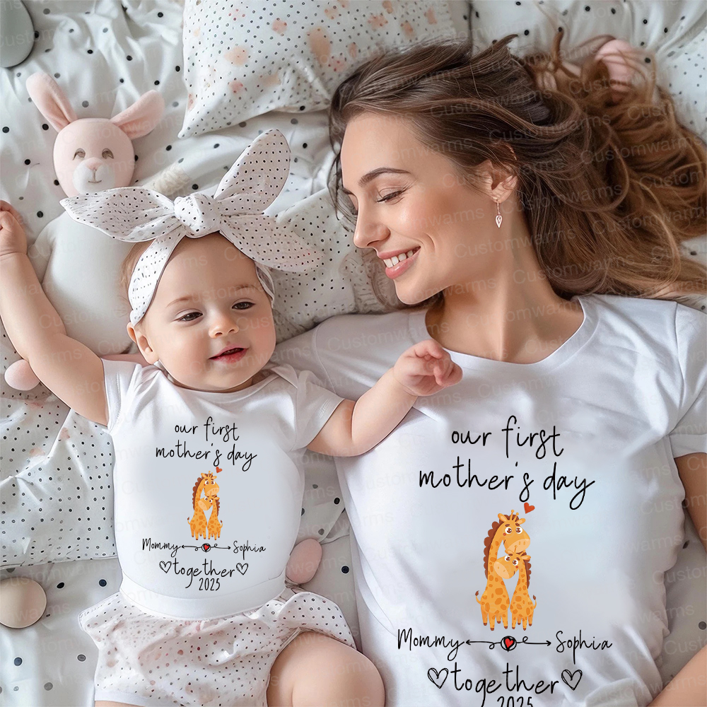 Personalized First Mother's Day Mommy and Baby Outfit | CWFamily43