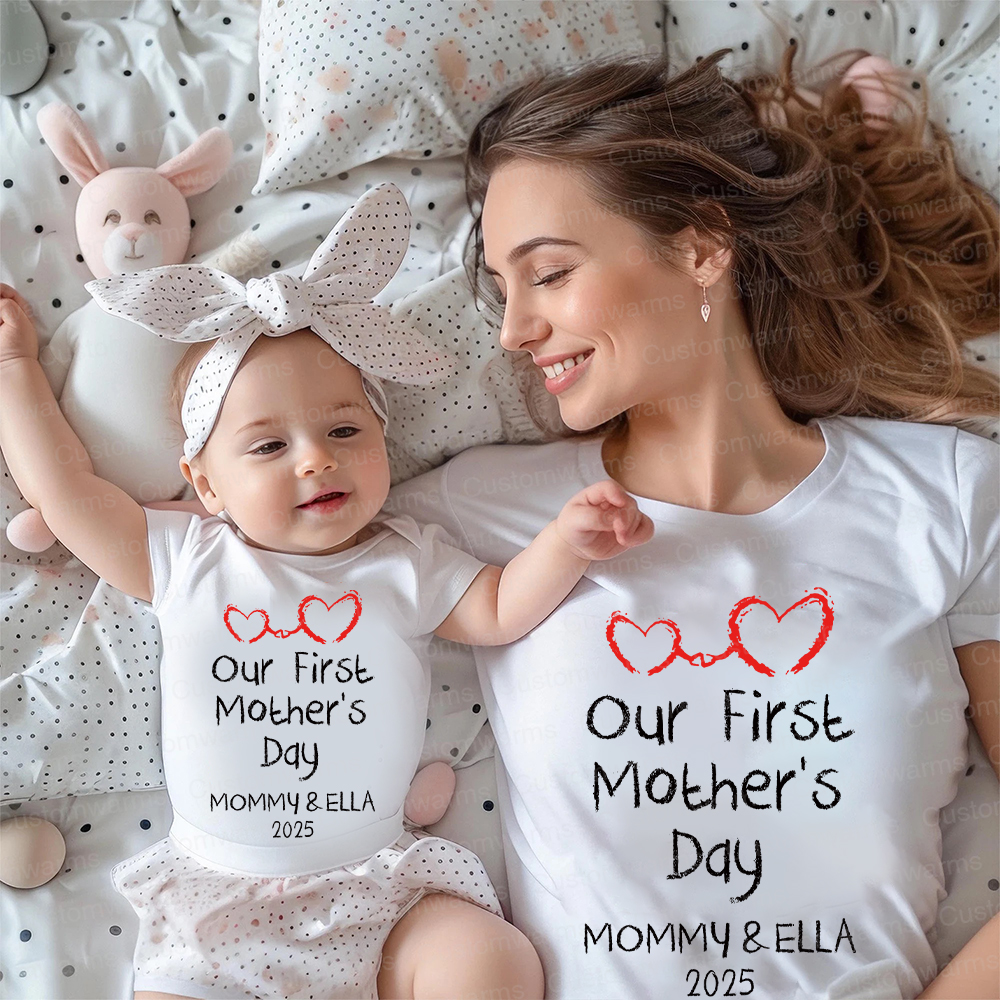 Personalized First Mother's Day Mommy and Baby Outfit | CWFamily44