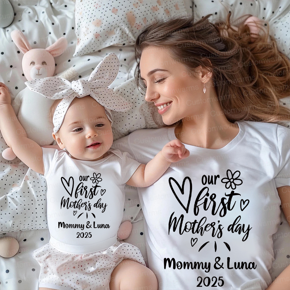 Personalized First Mother's Day Mommy and Baby Outfit | CWFamily45
