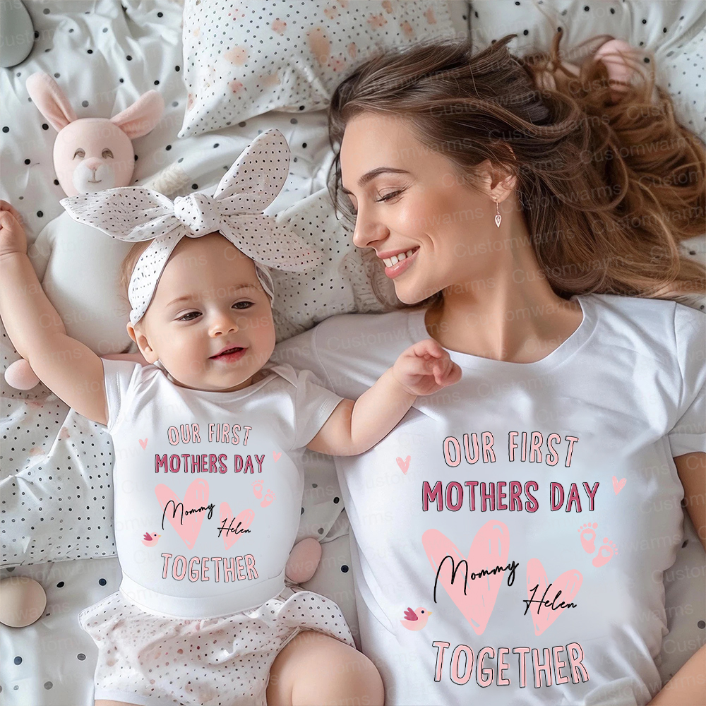 Personalized First Mother's Day Mommy and Baby Outfit | CWFamily47