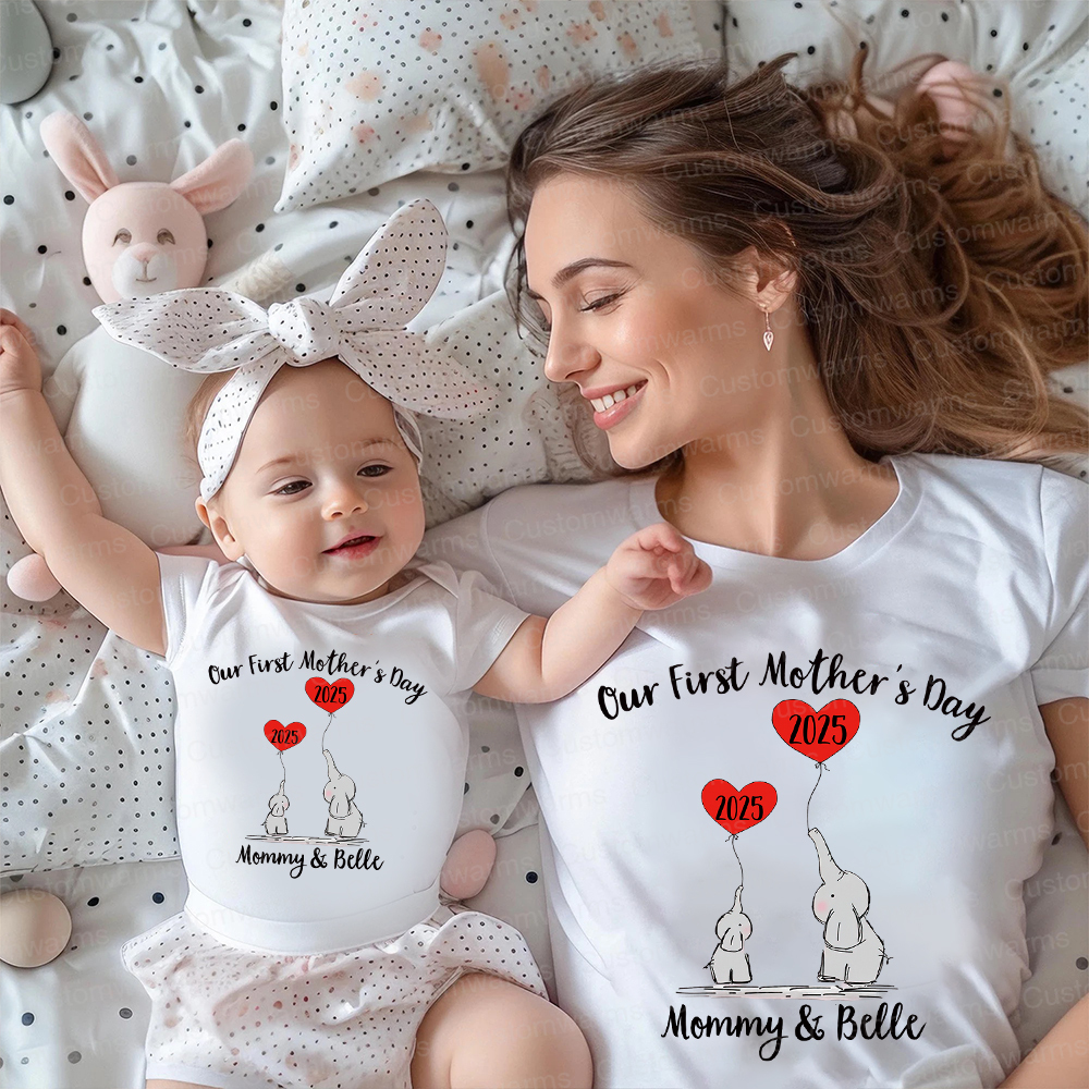 Personalized First Mother's Day Mommy and Baby Outfit | CWFamily48
