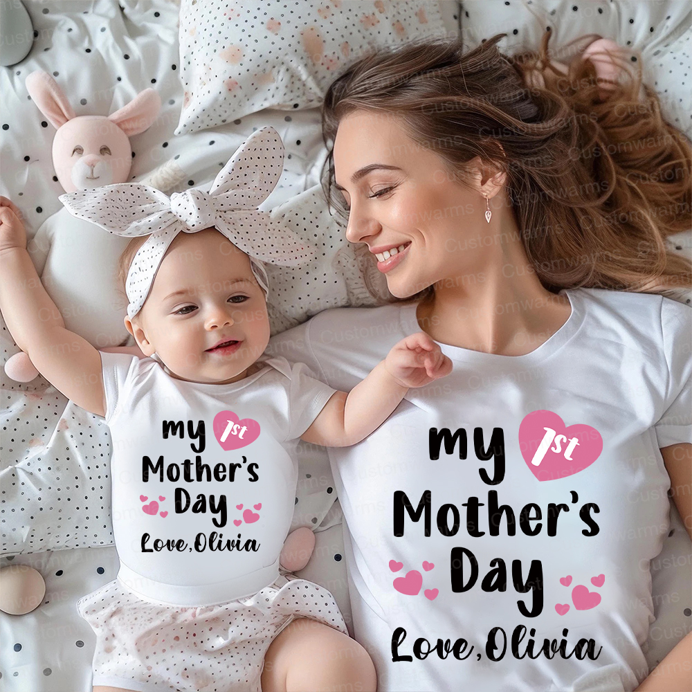 Personalized First Mother's Day Mommy and Baby Outfit | CWFamily49