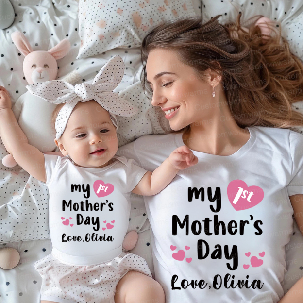 Personalized First Mother's Day Mommy and Baby Outfit | CWFamily49