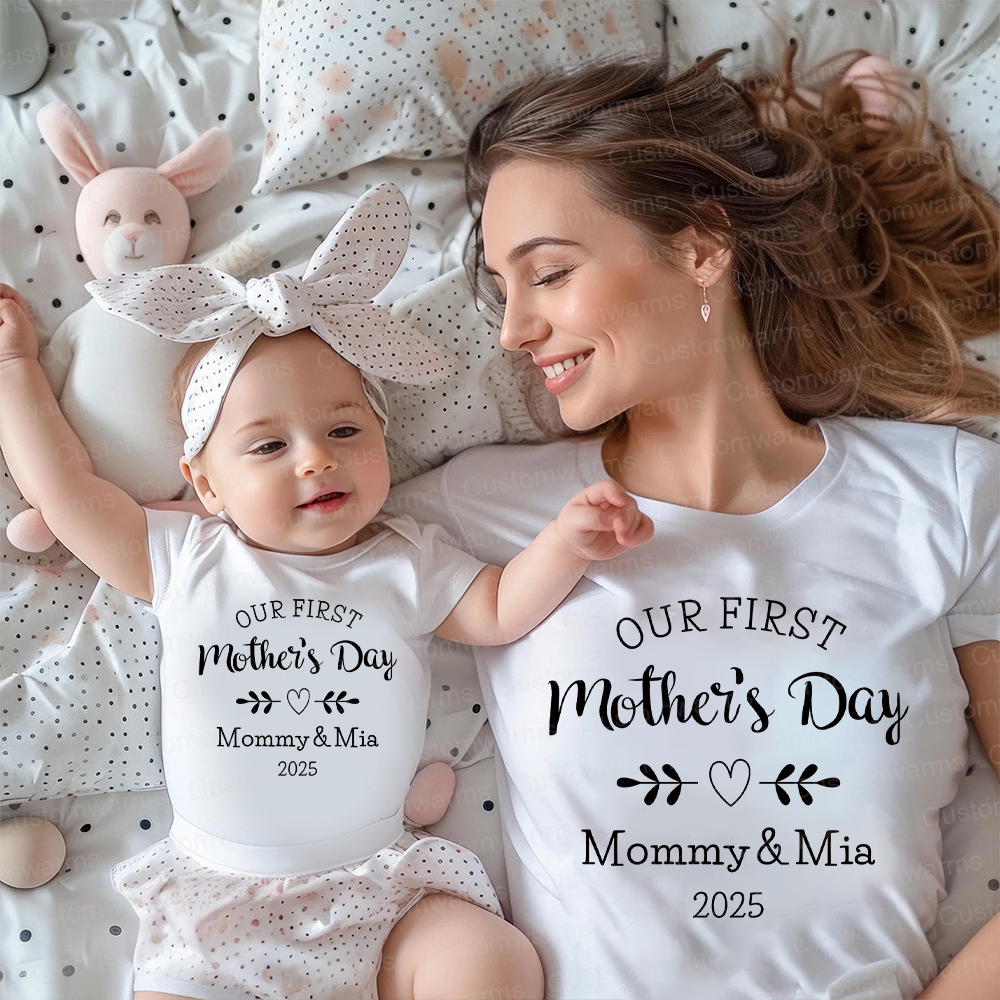 Personalized First Mother's Day Mommy and Baby Outfit | CWFamily50