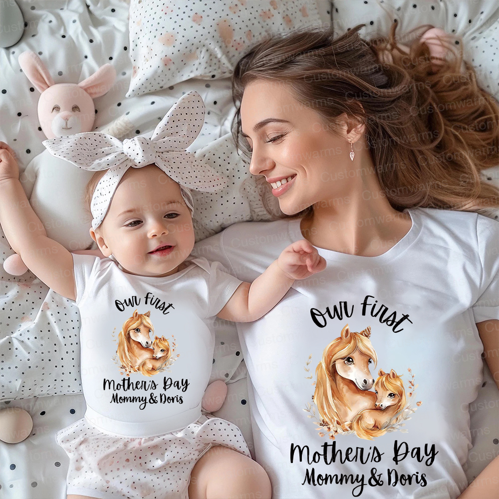 Personalized First Mother's Day Mommy and Baby Outfit | CWFamily51