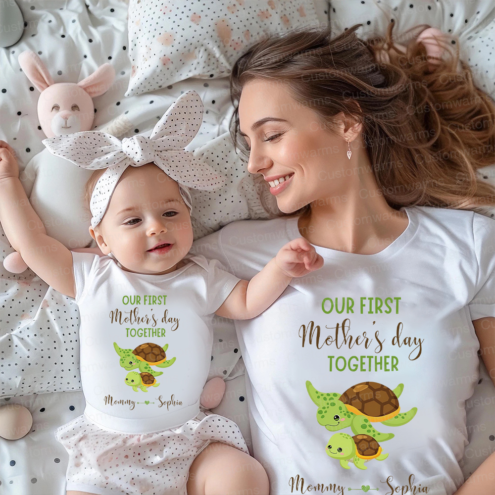 Personalized First Mother's Day Mommy and Baby Outfit | CWFamily46