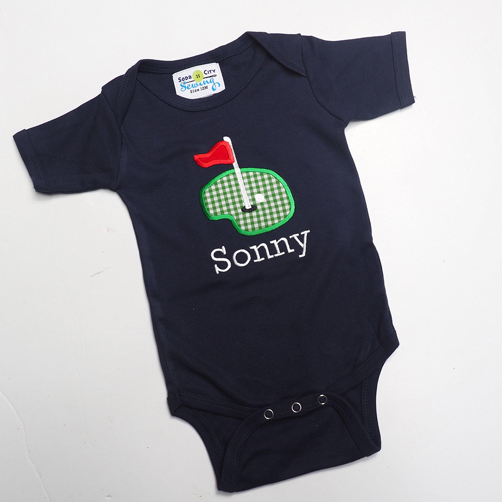 Personalized Baby Monogrammed Golf Applique Romper and Shorts Set | CWBaby209