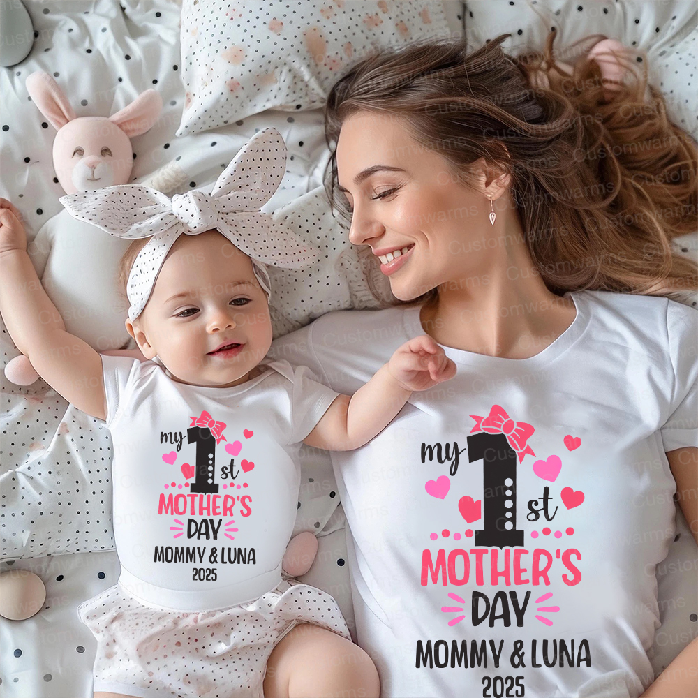 Personalized First Mother's Day Mommy and Baby Outfit | CWFamily53