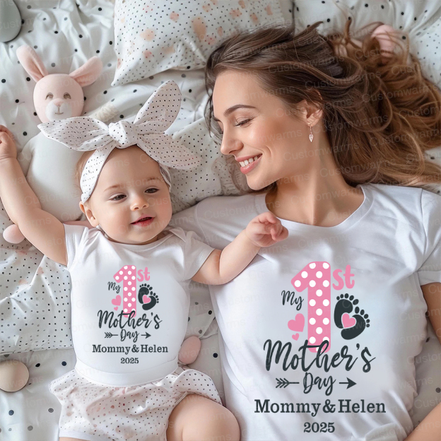 Personalized First Mother's Day Mommy and Baby Outfit | CWFamily54