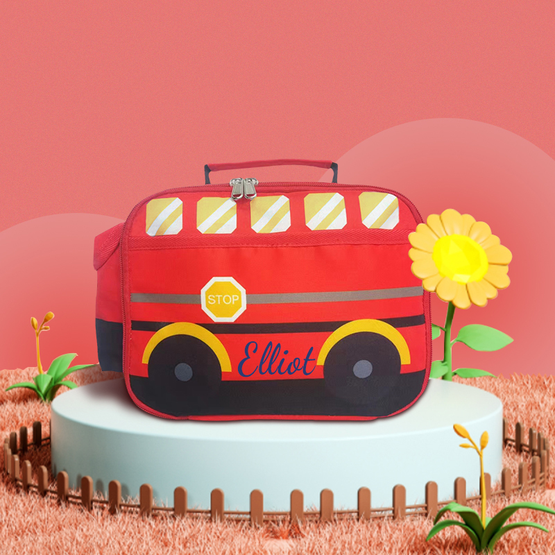 Personalized Embroidery 3D School Bus Insulation Lunch Box